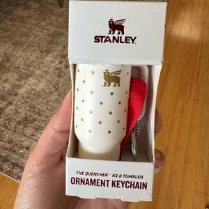NIB Stanley White and Gold Tumbler Keychain ornament